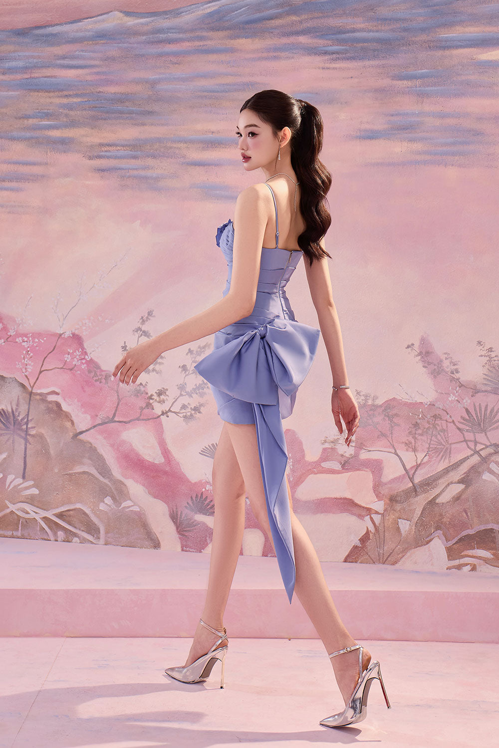 Ivan A-line Bow Tie Silk Mini Dress