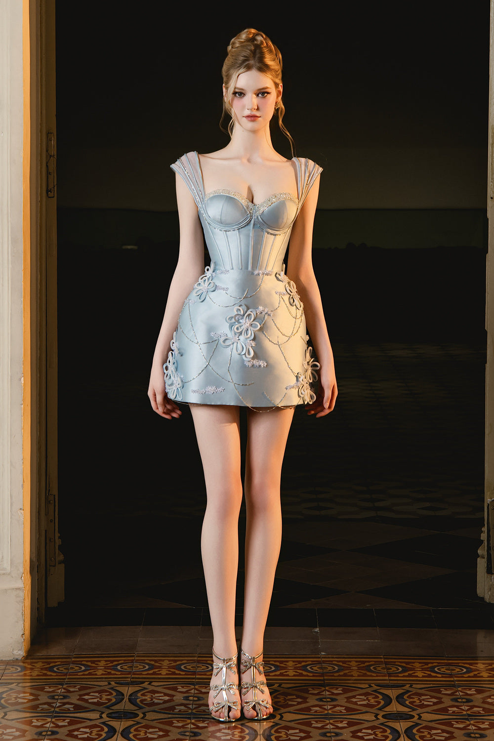 Ryan A-line Sweetheart Neck Taffeta Mini Dress