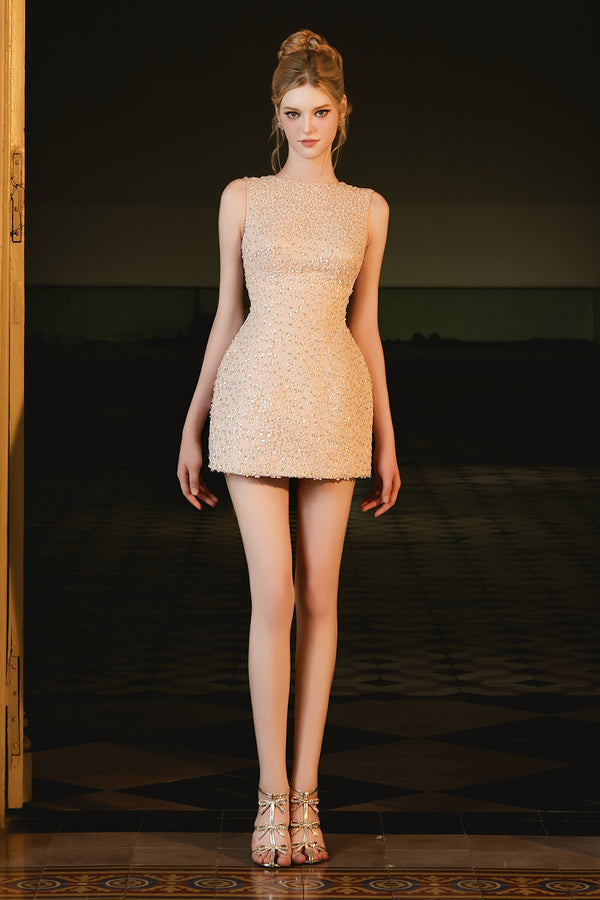 Benjamin A-line Boat Neck Taffeta Mini Dress