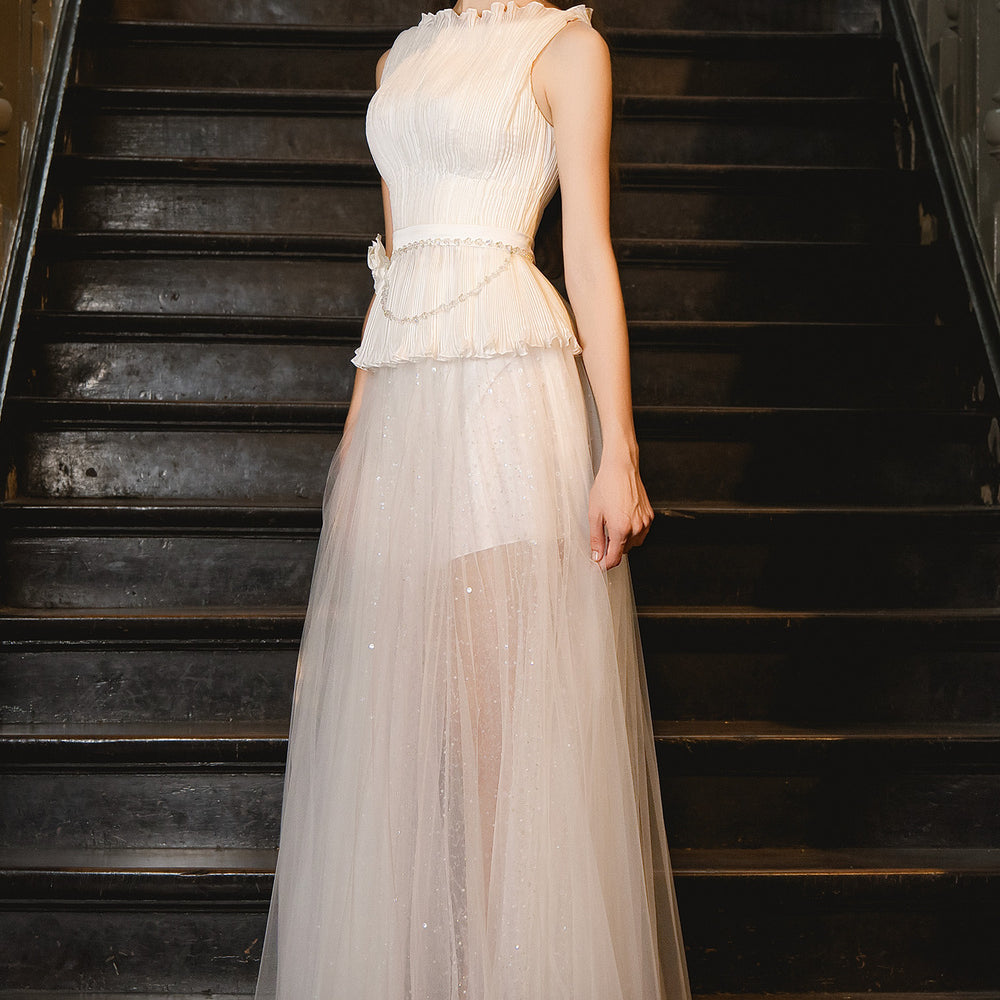 Lincol A-line See-Through Mesh Maxi Skirt