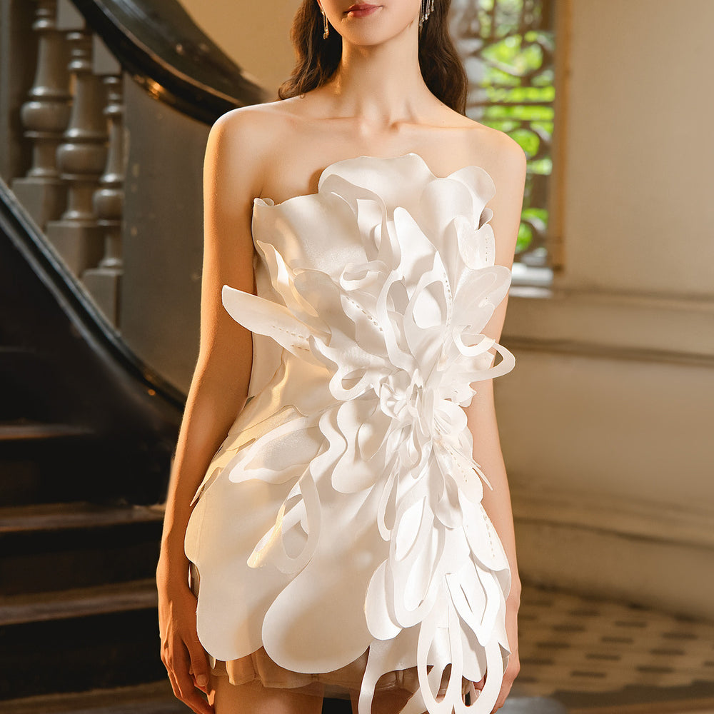 Austin Bodycon Flower Applique Taffeta Mini Dress