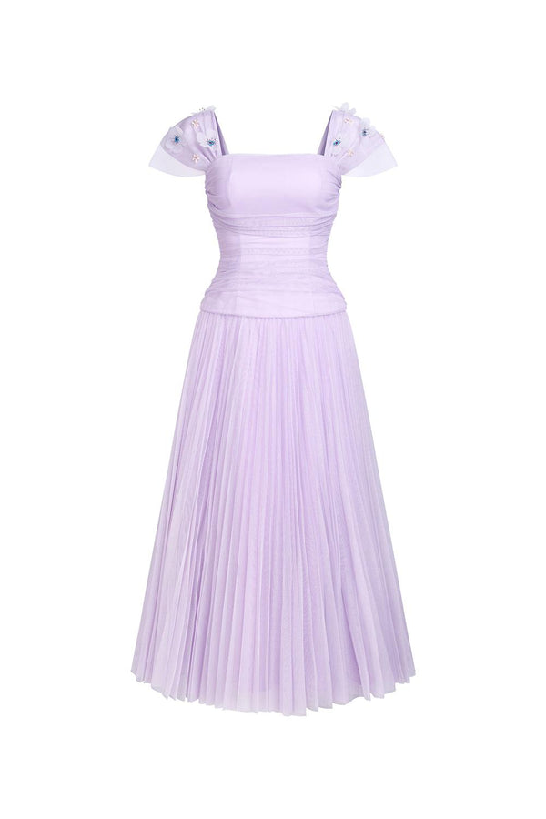 Angelic A-line Square Neck Tulle Ankle Length Dress - MEAN BLVD