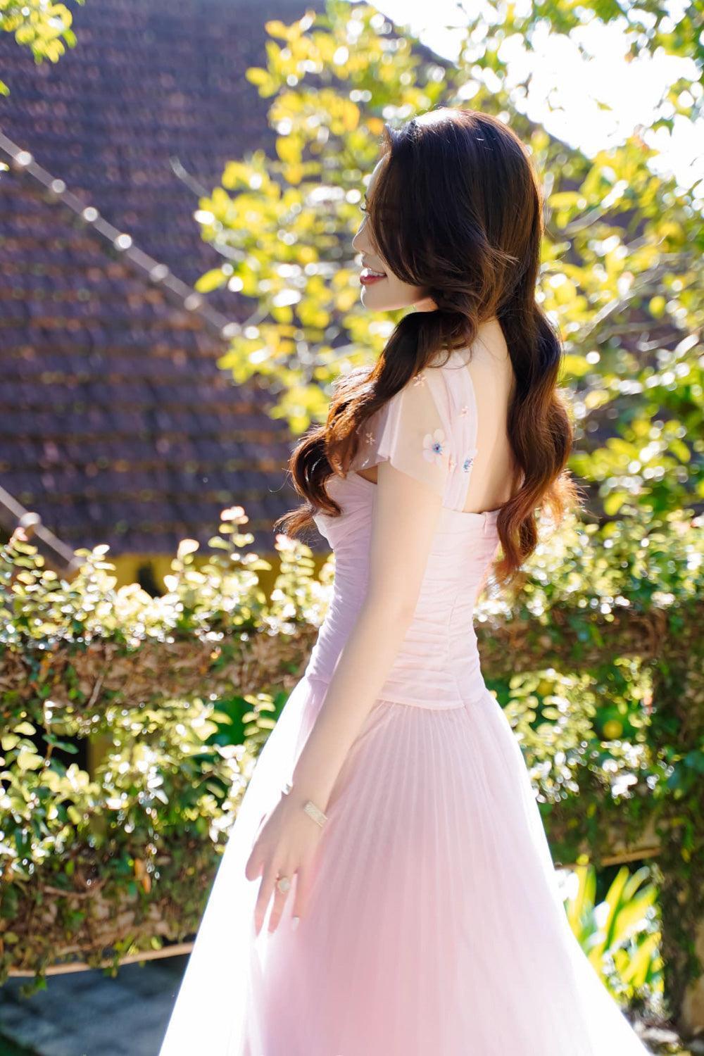 Angelic A-line Square Neck Tulle Ankle Length Dress - MEAN BLVD