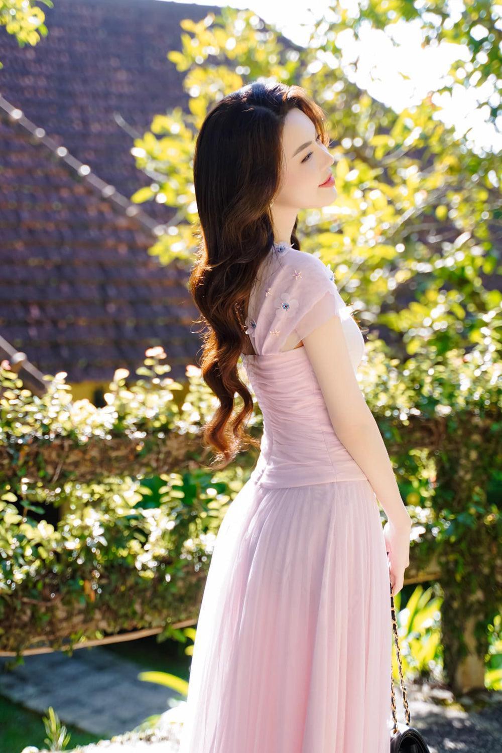 Angelic A-line Square Neck Tulle Ankle Length Dress - MEAN BLVD