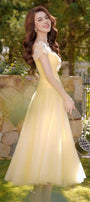Angelic A-line Square Neck Tulle Ankle Length Dress - MEAN BLVD
