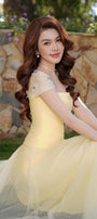 Angelic A-line Square Neck Tulle Ankle Length Dress - MEAN BLVD