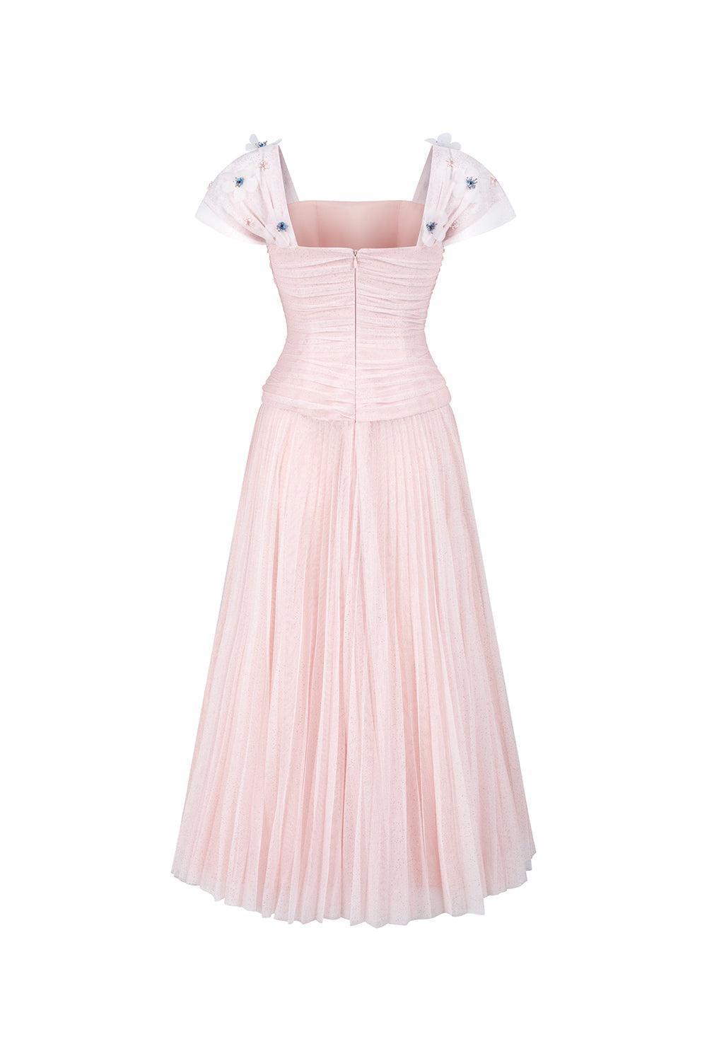 Angelic A-line Square Neck Tulle Ankle Length Dress - MEAN BLVD