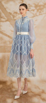 Angelica A-line High Neck Organza Midi Dress - MEAN BLVD