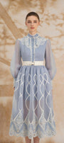 Angelica A-line High Neck Organza Midi Dress - MEAN BLVD