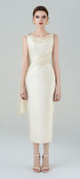 Angelica Pegged Cowl Neck Taffeta Midi Dress - MEAN BLVD
