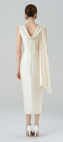 Angelica Pegged Cowl Neck Taffeta Midi Dress - MEAN BLVD