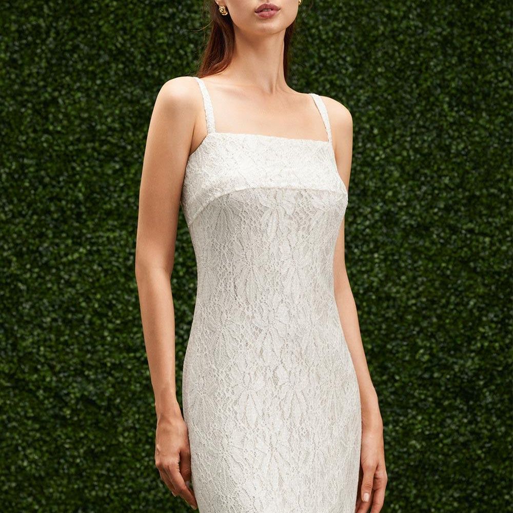 Angelica Sheath Strappy Lace Midi Dress - MEAN BLVD