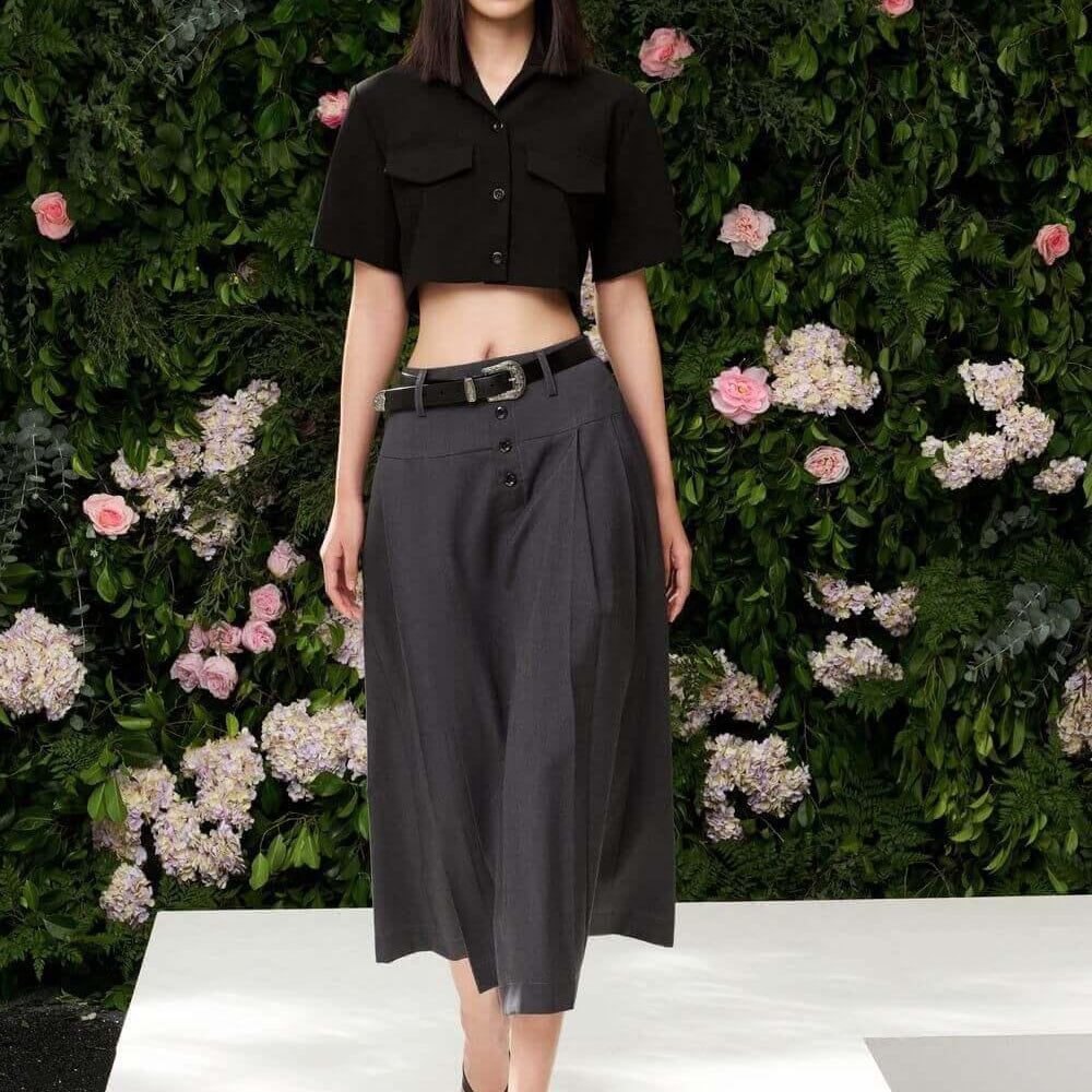 Angelina Short Sleeved Wool Crop Top - MEAN BLVD