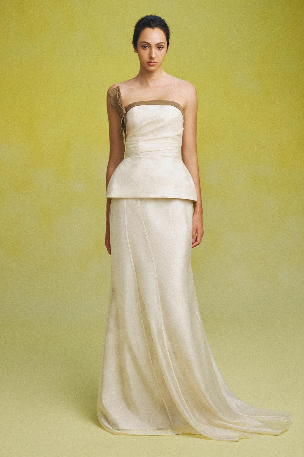 Anh Peplum Straight Across Neck Linen Top - MEAN BLVD