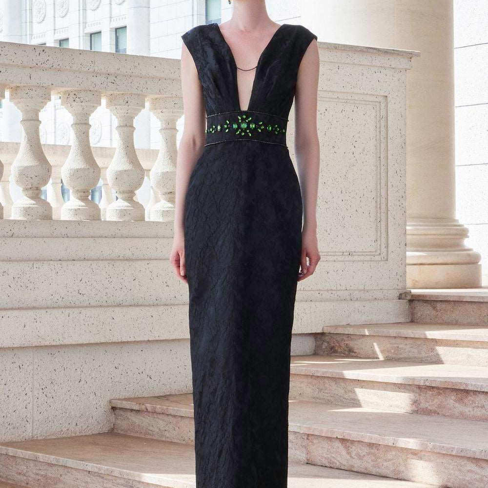 Animus Pegged Sleeveless Jacquard Floor Length Dress - MEAN BLVD