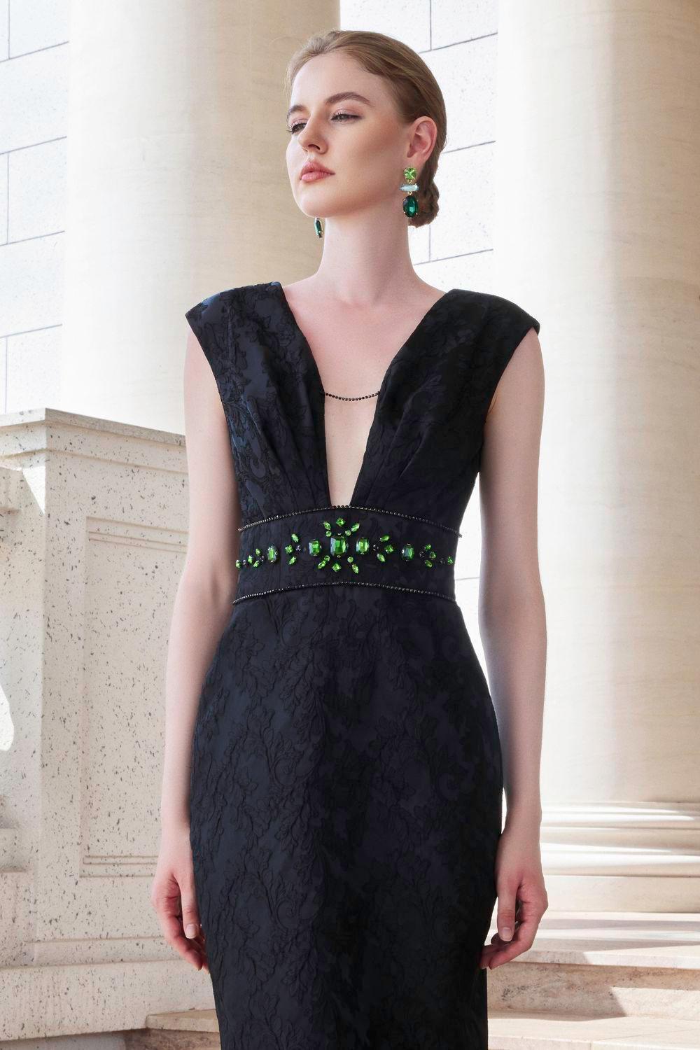 Animus Pegged Sleeveless Jacquard Floor Length Dress - MEAN BLVD