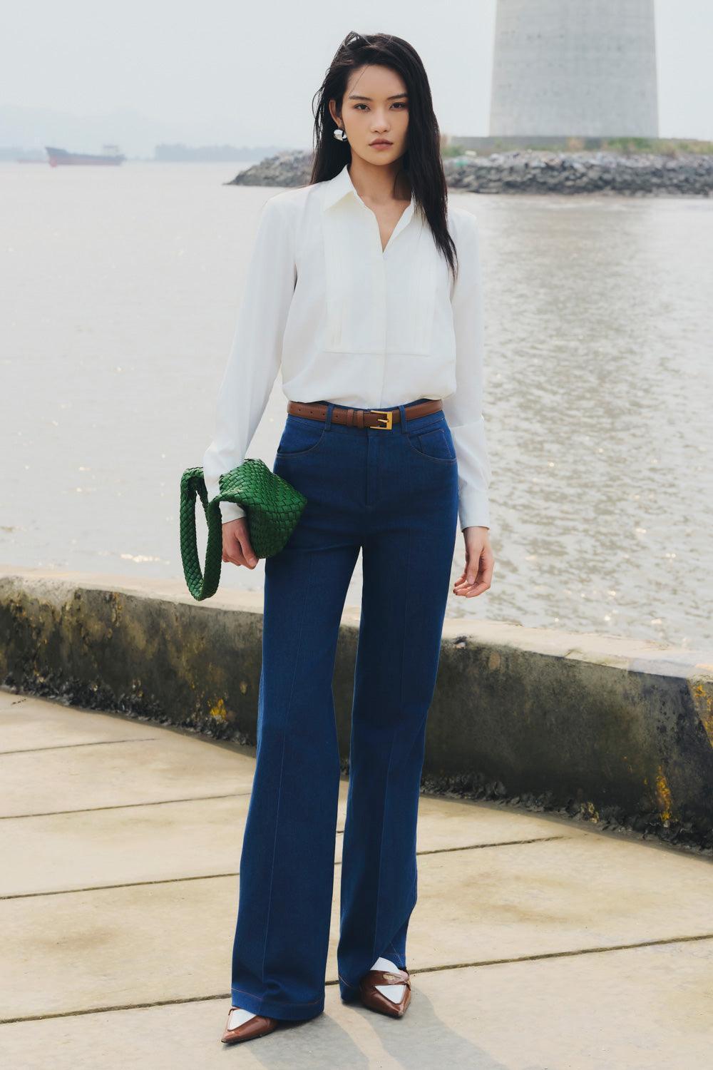 Anna Straight Collared Neck Cotton Poplin Shirt - MEAN BLVD