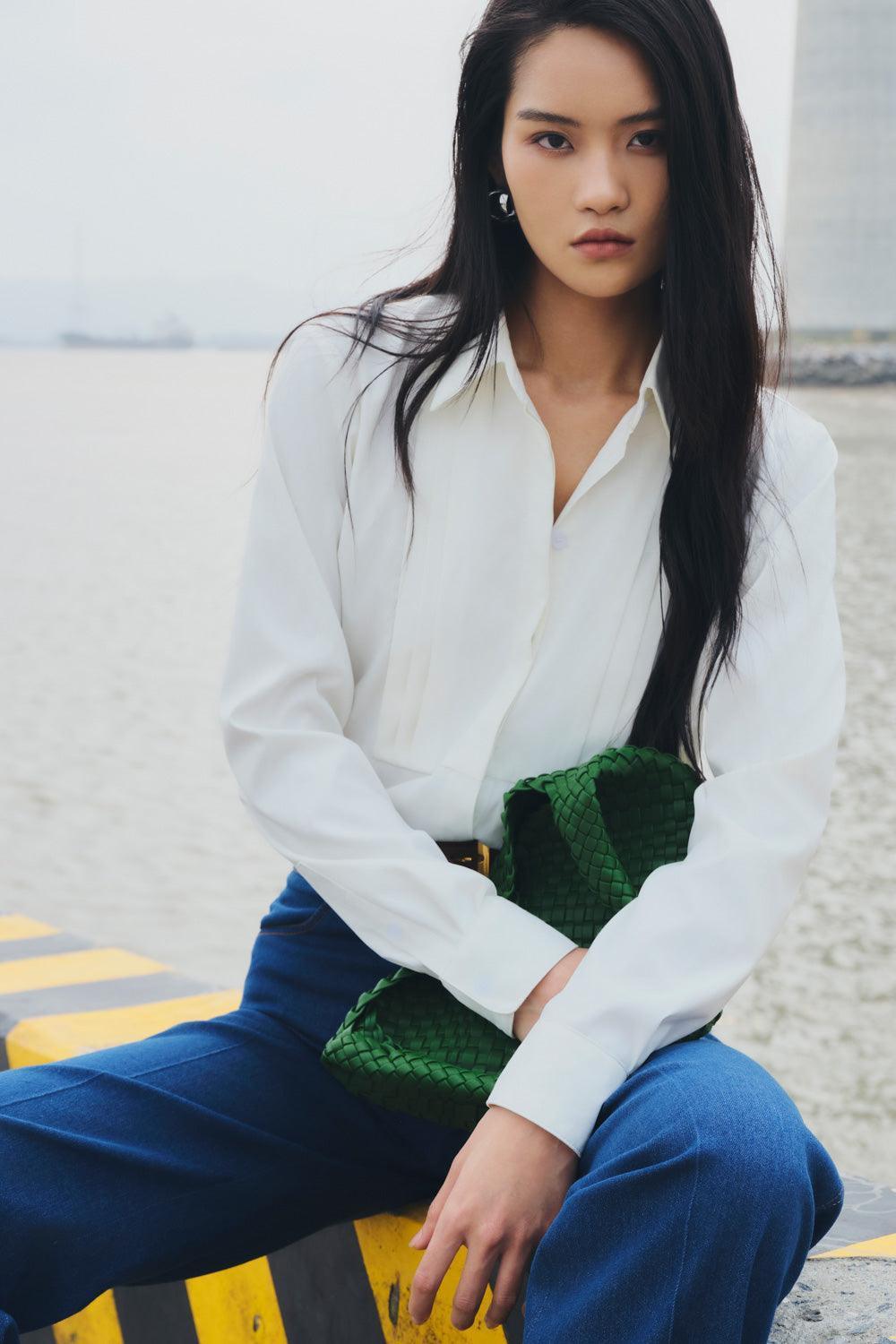 Anna Straight Collared Neck Cotton Poplin Shirt - MEAN BLVD