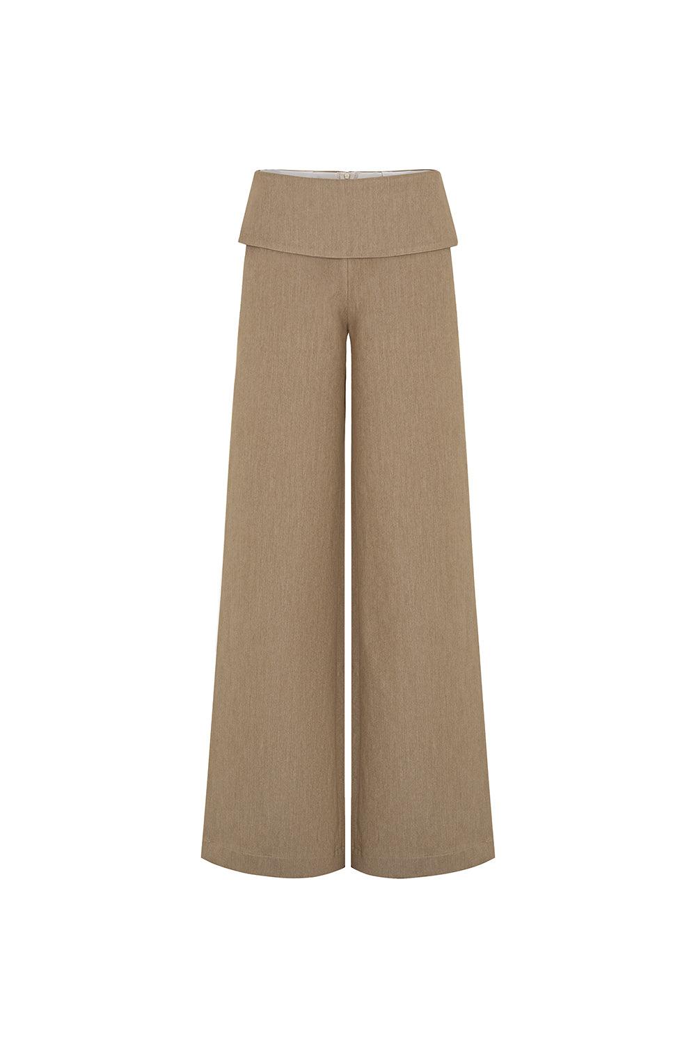 Anna Straight Wide Leg Khaki Floor Length Pants - MEAN BLVD