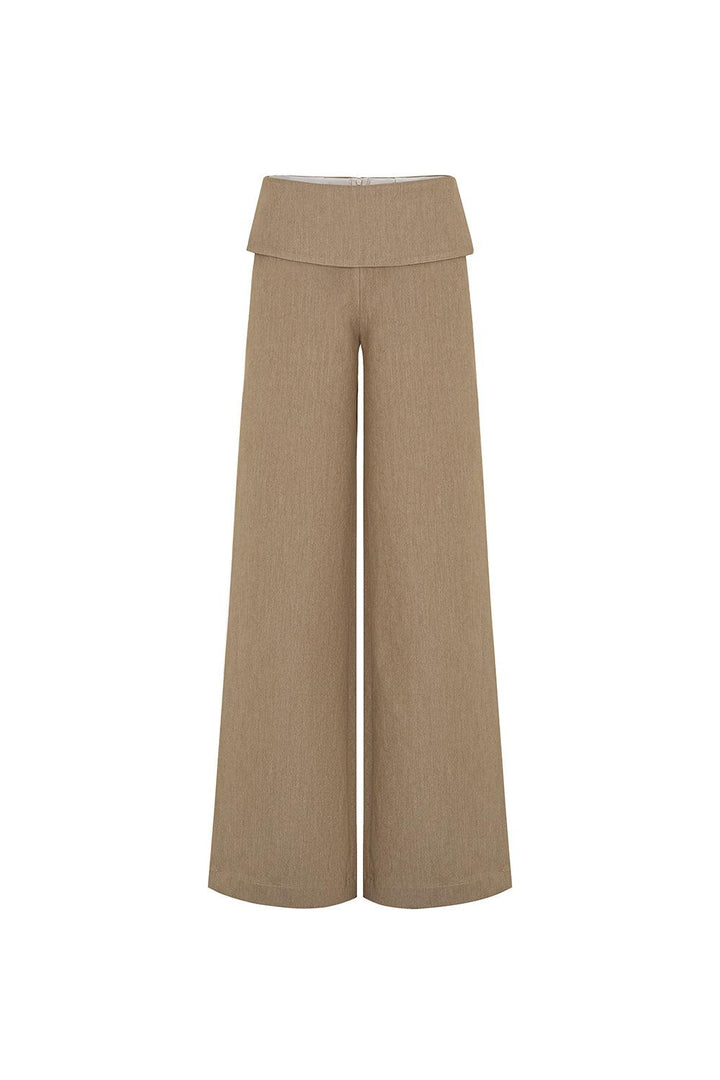 Anna Straight Wide Leg Khaki Floor Length Pants - MEAN BLVD