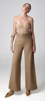 Anna Straight Wide Leg Khaki Floor Length Pants - MEAN BLVD