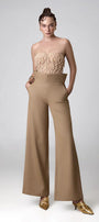 Anna Straight Wide Leg Khaki Floor Length Pants - MEAN BLVD