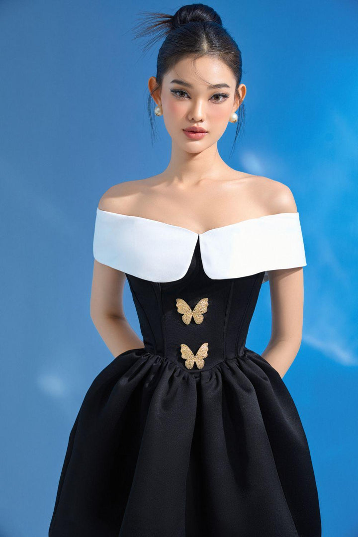 Annabella Balloon Off-Shoulder Cotton Polyester Mini Dress - MEAN BLVD