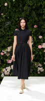 Annabelle A-line Folded Collar Wool Midi Dress - MEAN BLVD