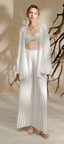 Anne Pleated Long Sleeved Polyester Floor Length Set - MEAN BLVD