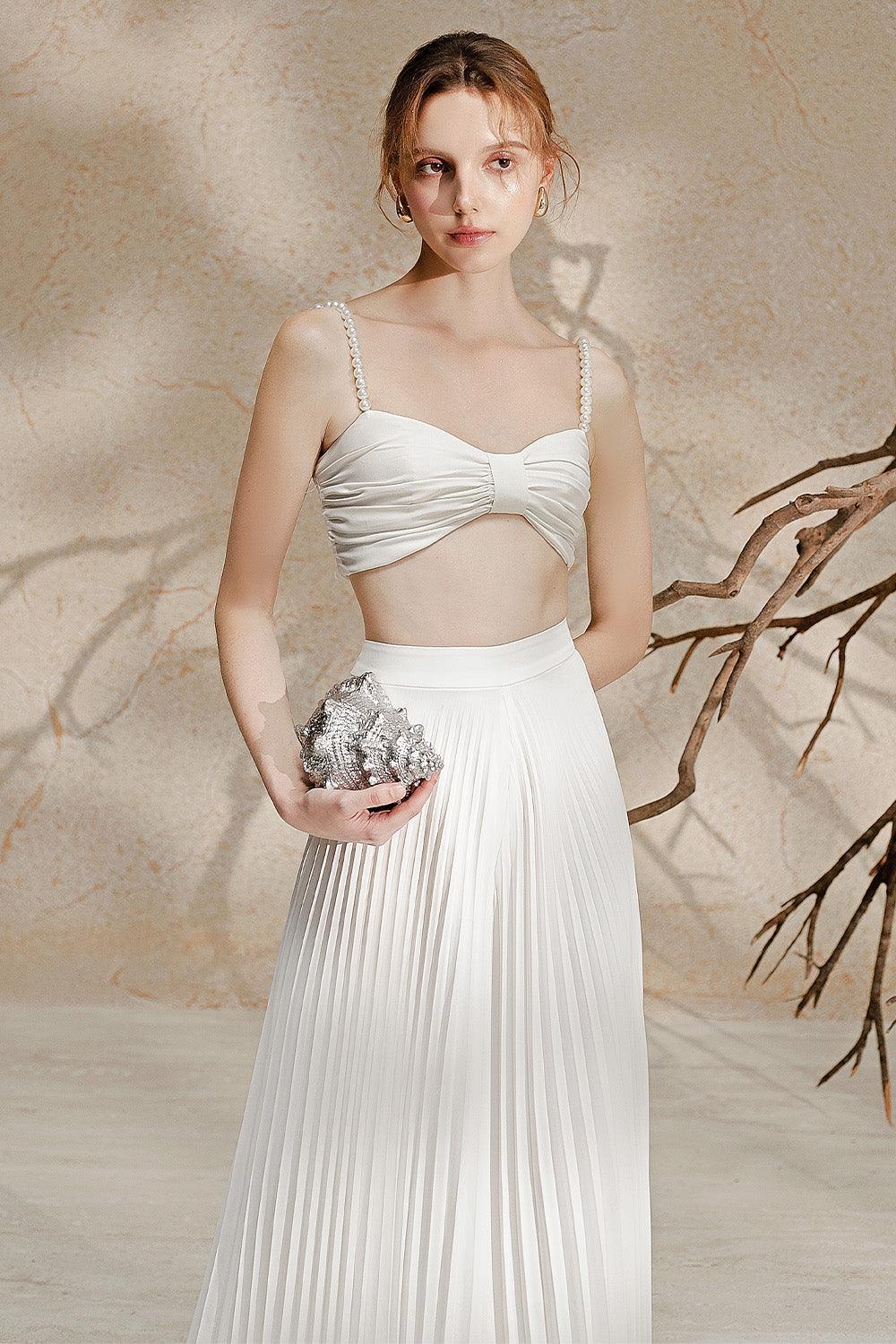 Anne Pleated Long Sleeved Polyester Floor Length Set - MEAN BLVD