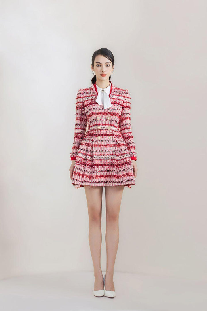 Annette A-line Fringed Tweed Mini Dress - MEAN BLVD