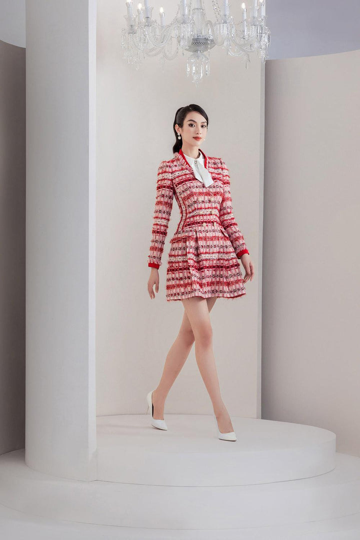 Annette A-line Fringed Tweed Mini Dress - MEAN BLVD