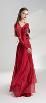 Annie A-line Puffy Sleeved Silk Organza Floor Length Ao Dai - MEAN BLVD