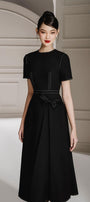 Anta A-line Short Sleeved Linen Cotton Midi Dress - MEAN BLVD