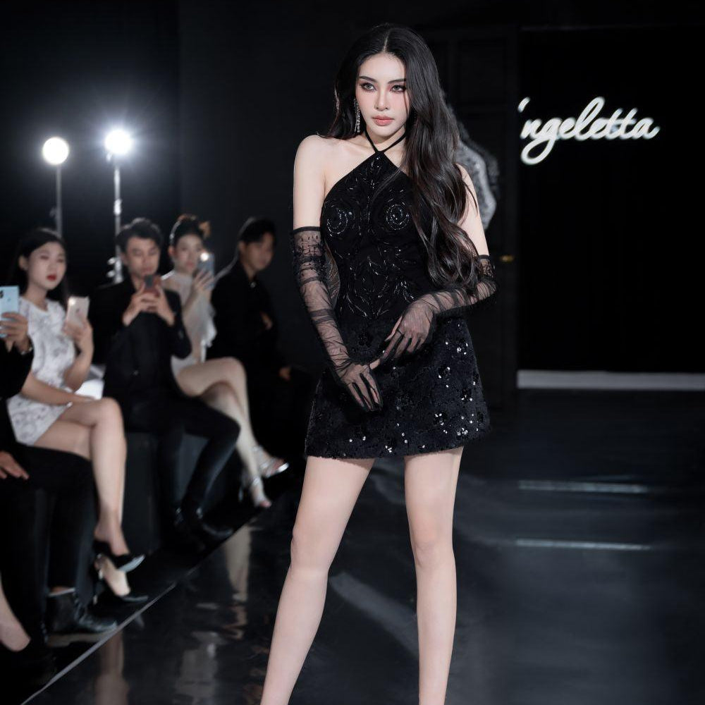 Ante Hourglass Halter Neck Faux Fur Mini Dress - MEAN BLVD