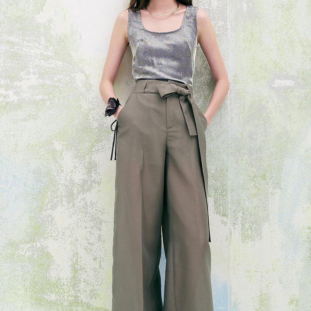 Antique Straight Bow Tie Organza Floor Length Pants - MEAN BLVD
