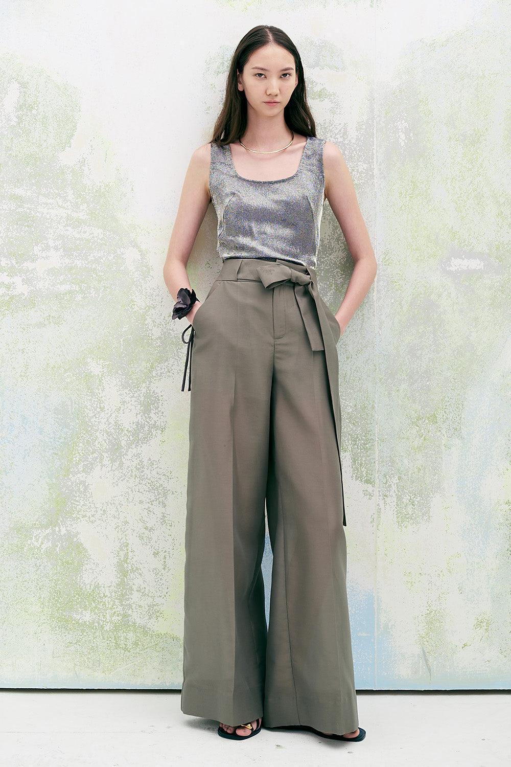 Antique Straight Bow Tie Organza Floor Length Pants - MEAN BLVD