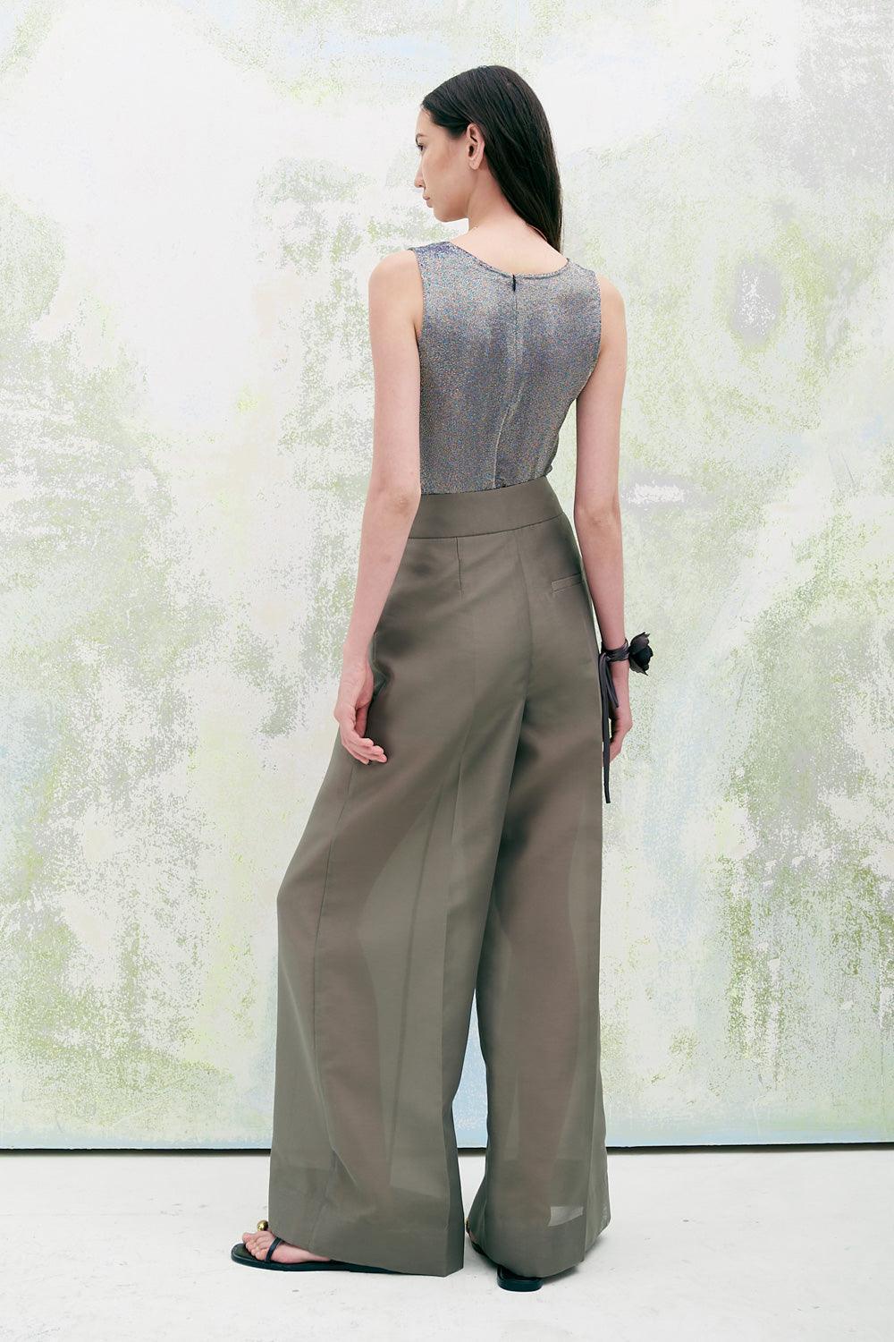 Antique Straight Bow Tie Organza Floor Length Pants - MEAN BLVD