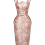 Antoinette Pegged Curved Neck Brocade Midi Dress - MEAN BLVD