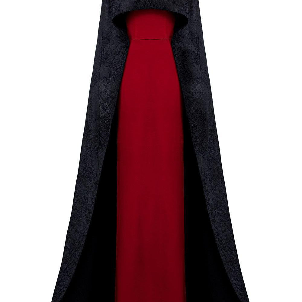 Antonella Sheath Cape Sleeved Silk Floor Length Dress - MEAN BLVD