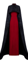 Antonella Sheath Cape Sleeved Silk Floor Length Dress - MEAN BLVD