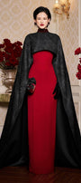 Antonella Sheath Cape Sleeved Silk Floor Length Dress - MEAN BLVD