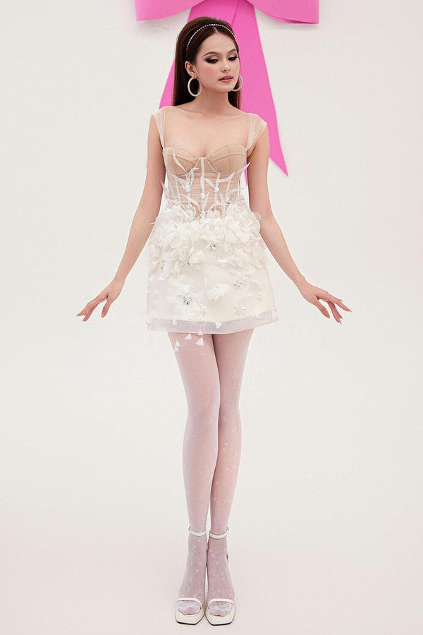 Anya A-line Sweetheart Neck Mesh Mini Dress - MEAN BLVD