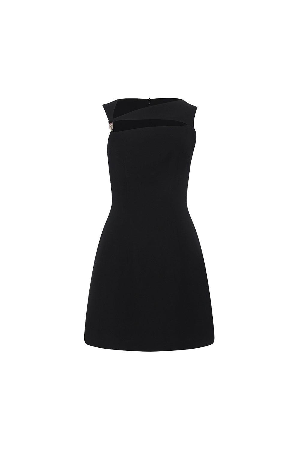 Araceli A-line Asymmetric Neck Crepe Mini Dress - MEAN BLVD