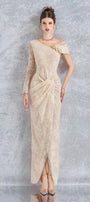 Arcturus Sarong Asymmetric Neck Mesh Lace Floor Length Dress - MEAN BLVD