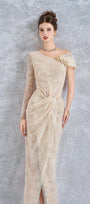 Arcturus Sarong Asymmetric Neck Mesh Lace Floor Length Dress - MEAN BLVD