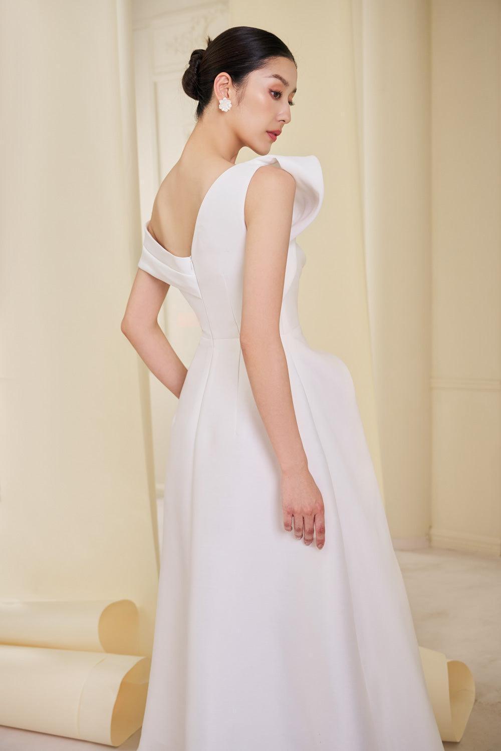 Aria A-line Extended Flap Taffeta Ankle Length Dress - MEAN BLVD