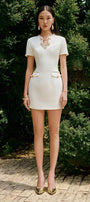 Aria Hourglass Keyhole Neck Leather Mini Dress - MEAN BLVD