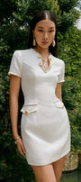 Aria Hourglass Keyhole Neck Leather Mini Dress - MEAN BLVD