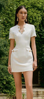 Aria Hourglass Keyhole Neck Leather Mini Dress - MEAN BLVD